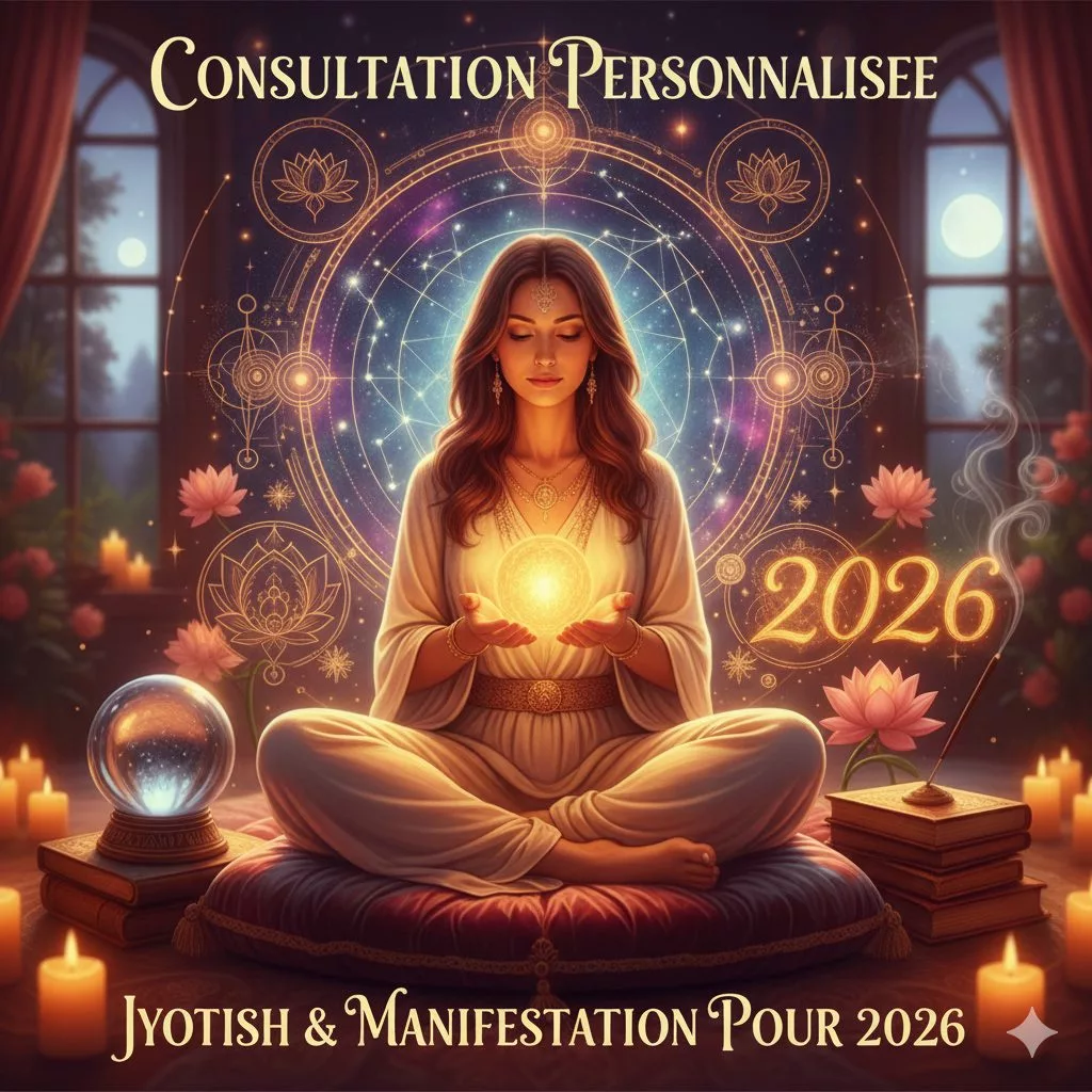 Ciel étoilé mystique représentant l'astrologie védique Jyotish pour l'année 2026